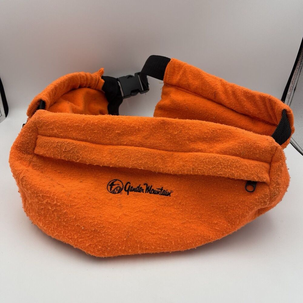 Vintage Gander Mountain Fanny Pack Blaze Orange Fleece Hunting Belt Waist Bag